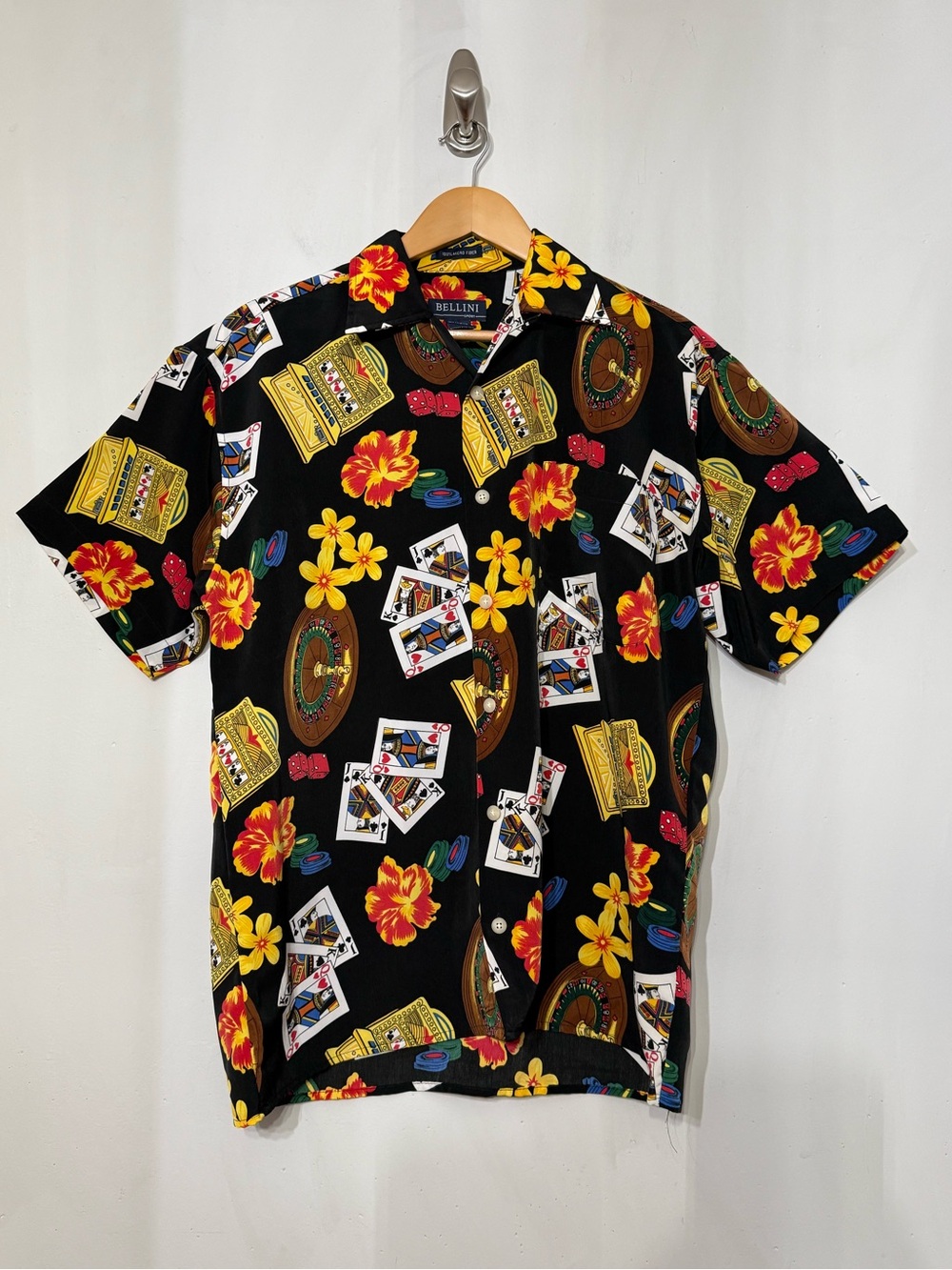 VTG Hawaiian Shirt Playing Cards Poker Roulette Gambling Vegas Men’s S/M